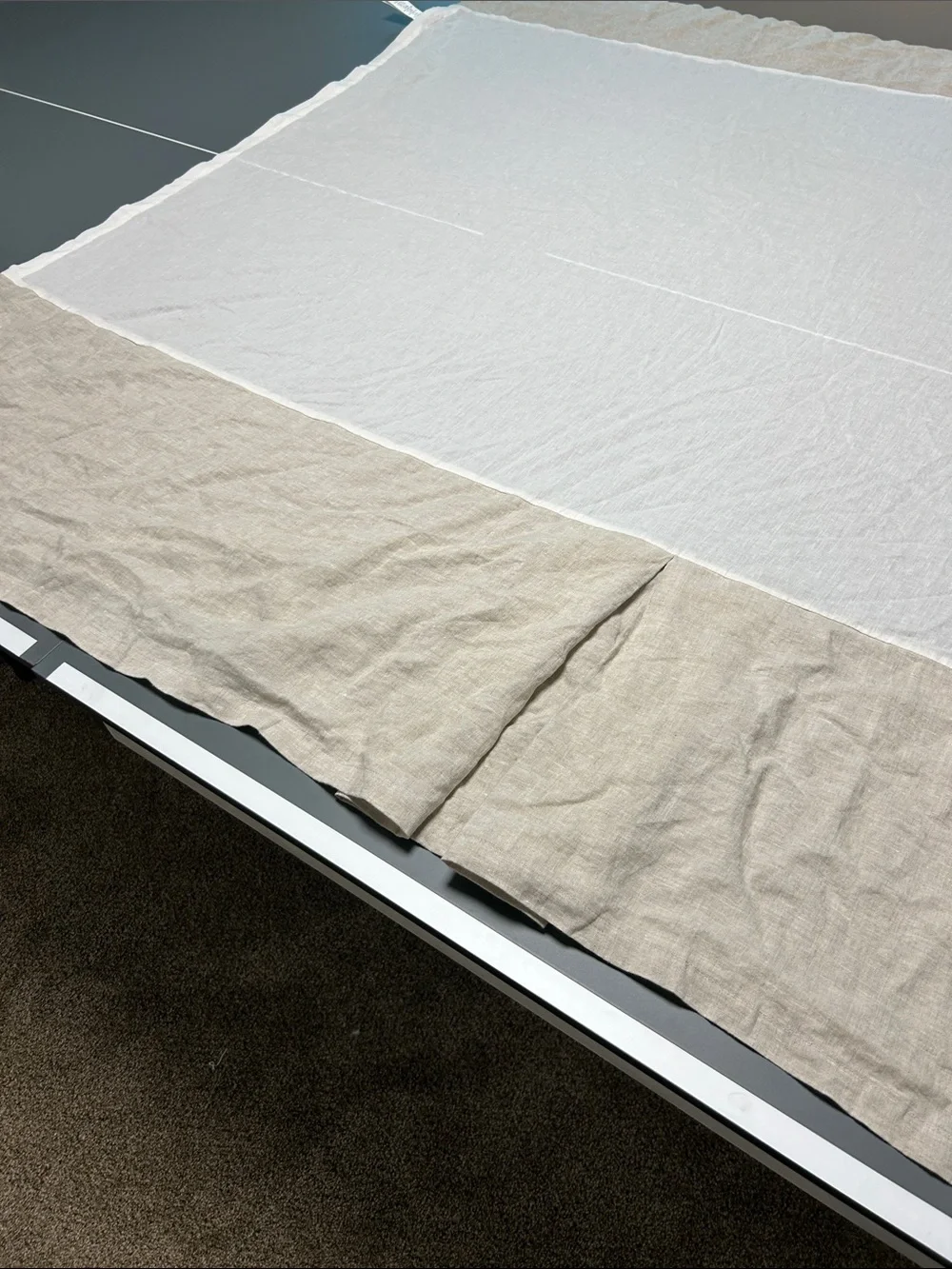 Pottery Barn Twin Belgian Flax 100% Linen Bed Skirt Cotton Decking NEW